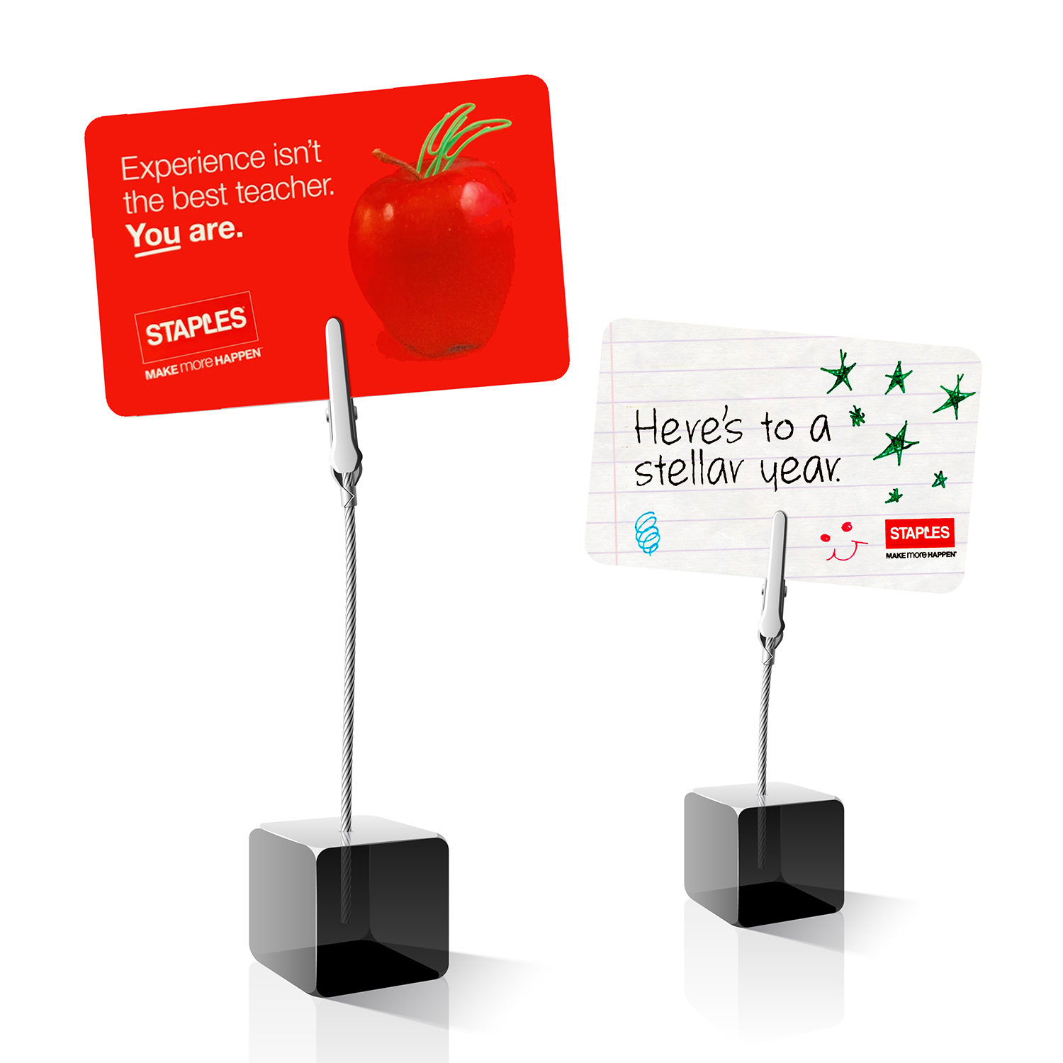 Staples gift cards on stands
